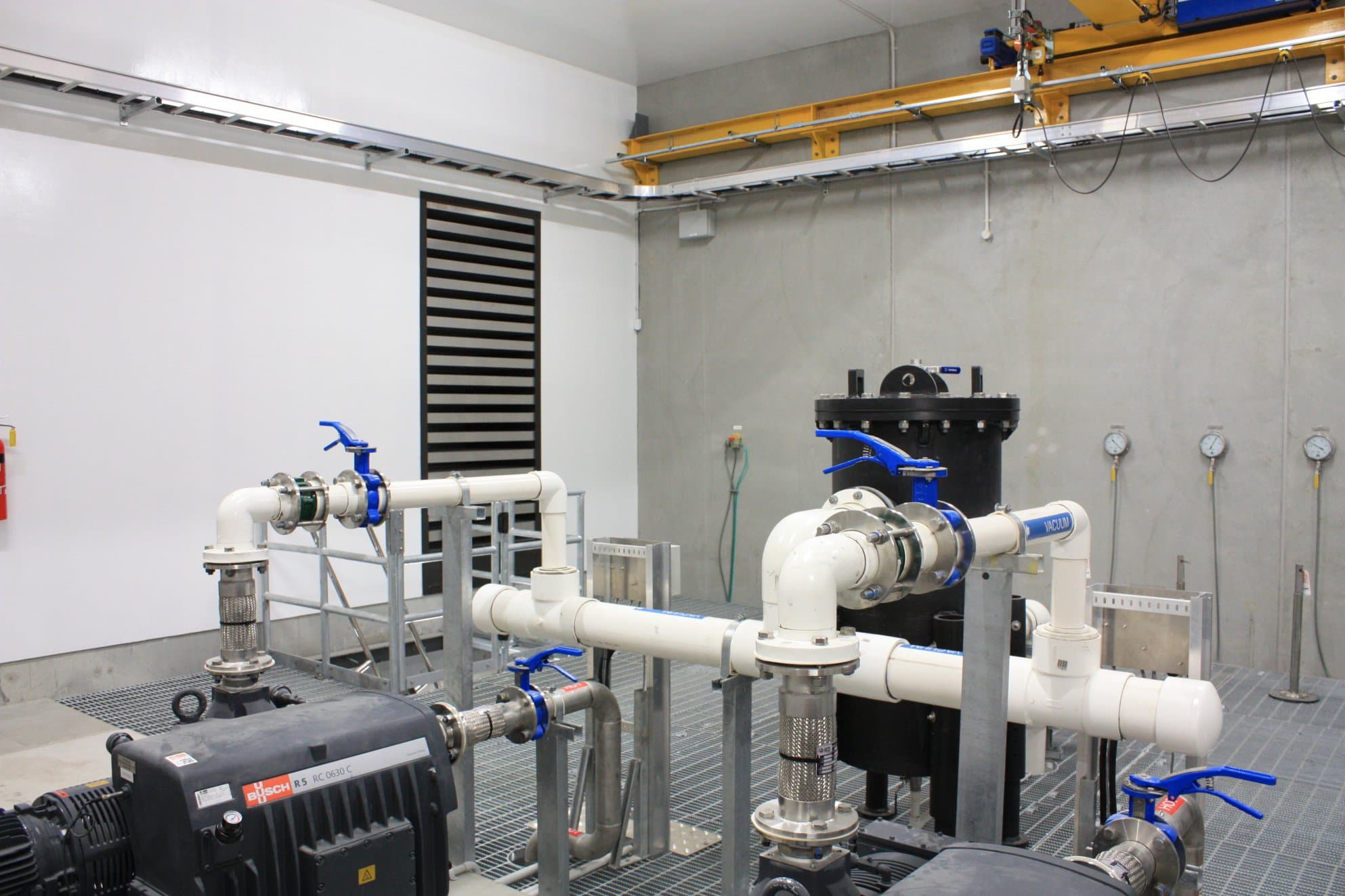 Image of inside the pump house showing the pump machinery