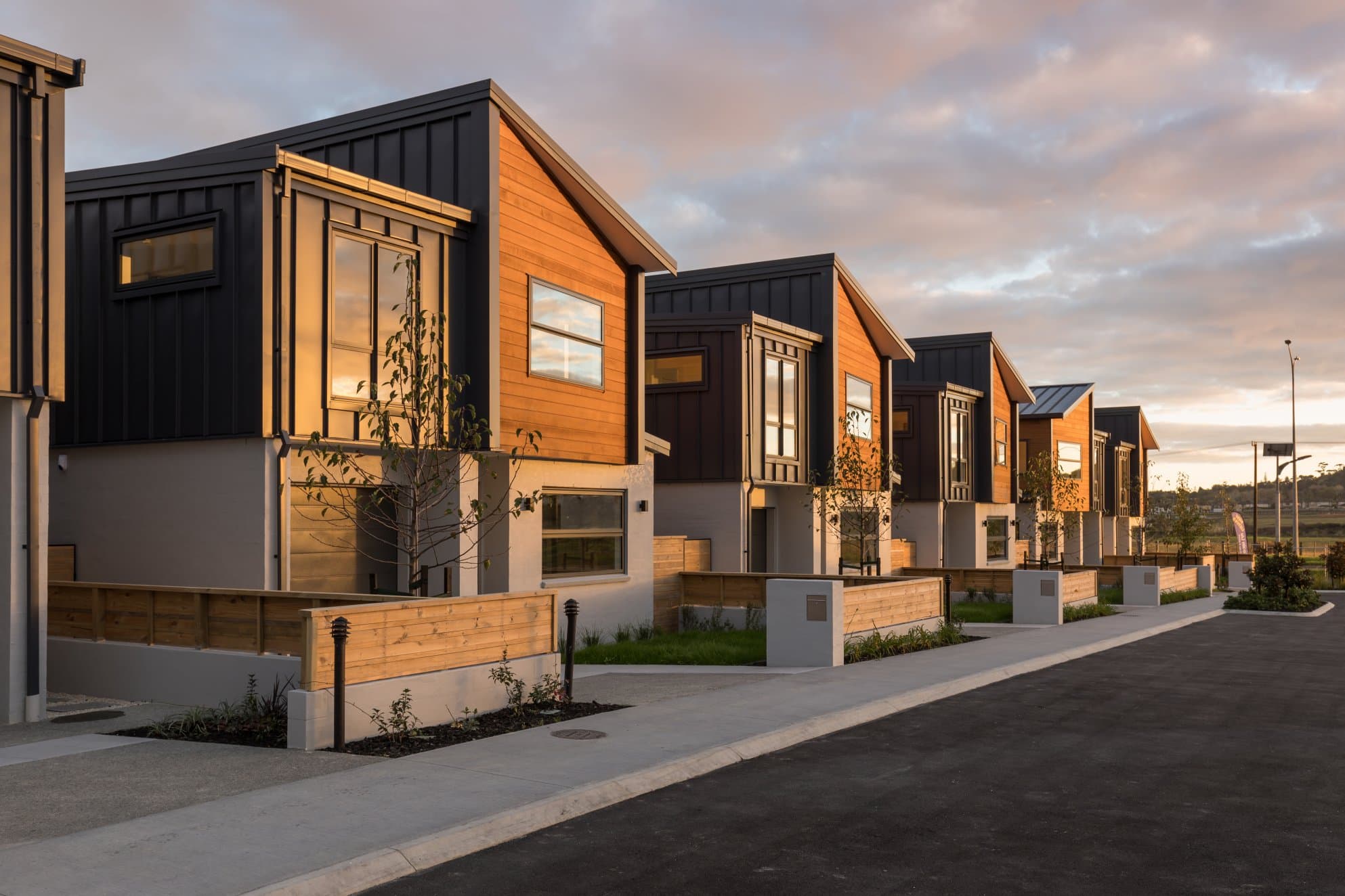 Image of townhouses at dusk