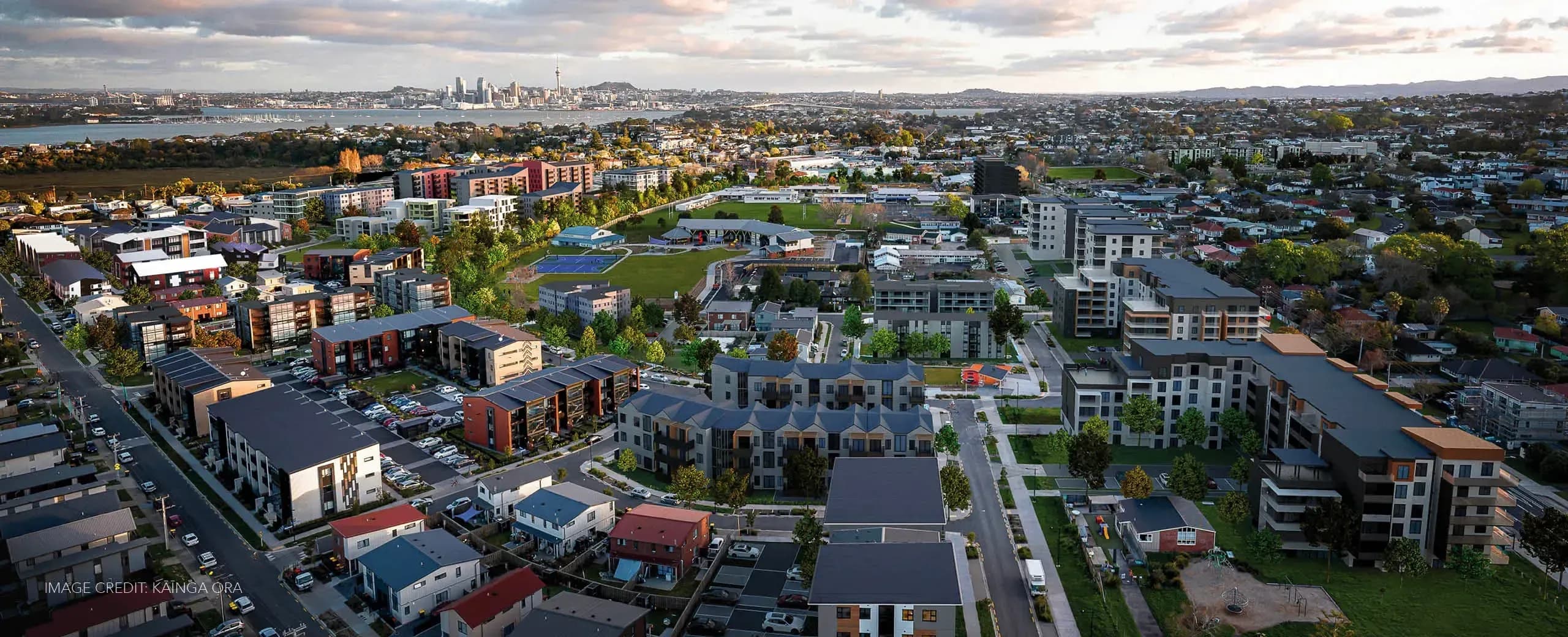 Aerial view of land development