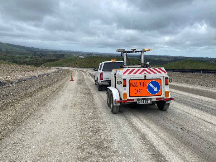 Testing vehicle on new rough roading surface